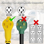 NEMA 14-50P/14-50R 10 FT 50 Amp RV/EV Extension Cord Outdoor with Grip Handle, 4 Prong Flexible Heavy Duty STW RV Power Cord Waterproof, 50A 125/250V 6250/12500W, Black-Yellow, ETL Listed