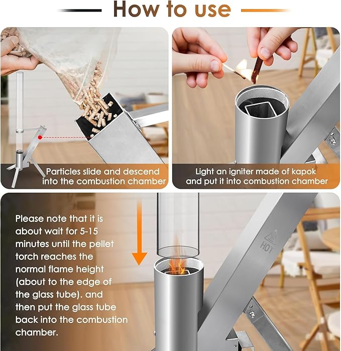 Patio Heater Wood Pellet Heater, Pellet Stove, Pellet Fire Pit for Outdoor, Fireplace for Camping Patio Garden Picnic, Outside Backyard Bonfire