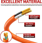 15 FT 14/3 Extension Cord Outdoor, Heavy Duty Weatherproof & Flame Retardant Orange 3 Prong Power Cord with Light, Outside for Lawn & Garden, 15 Amps 1875 Watts 125 VAC 14AWG SJTW, ETL Listed