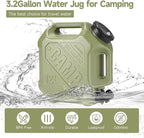 ASIEIT 3.2 Gallon Water Jug with Spigot, Portable Water Tank BPA Free, Leak-Proof Water Containers for Camping Water Storage Containers for Emergency Outdoor Hiking Picnic, Green/Black/Yellow