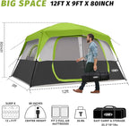 UNP 2/4/6/8 Person Tent, Portable Cabin Tent, Camping Tent 4-Person Easy Set Up, Waterproof with Top Rainfly for Outdoor Camping/Hiking
