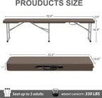 6ft Plastic Folding Bench with Carrying Handle & Lock, Portable Outdoor Bench in Garden Picnic Camping Dining Party Seat, Waterproof Bench for Soccer Activities, Ratten Patterned(2 Pack)