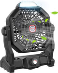 Camping Fan with LED Lantern, 20000 mAh 9 Inch Portable Rechargeable Battery Powered Fan with Stepless Speed and Quiet Battery Operated for Tent, Picnic, Barbecue, Fishing, Travel, Home