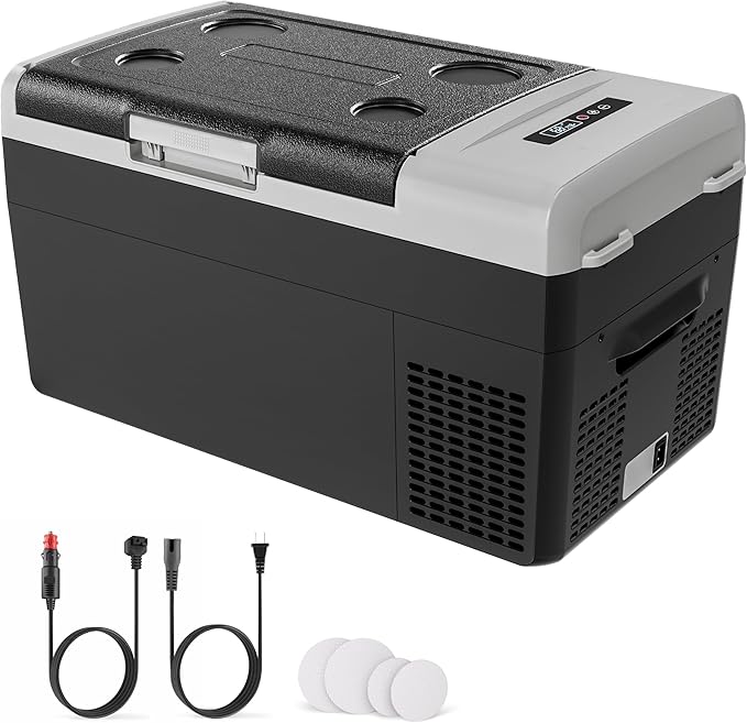 Portable 12V Refrigerator, 22 Quart Compressor Electric Cooler, 12V Fridge -4℉-68℉, Portable Freezer for Camping, RV, Outdoor