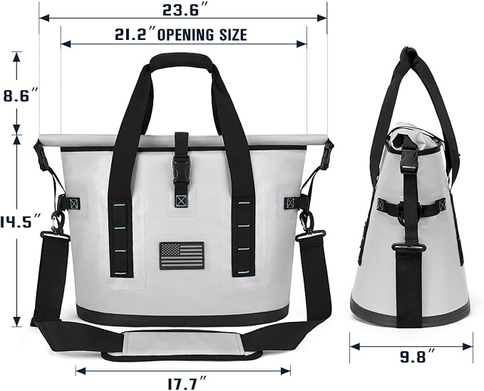 40 Can Large Soft Cooler Bag - Insulated Leak - Proof Cooler Bag with Roll-Top Waterproof Seal | Portable for Travel Camping, Shopping, Beach, Boating | 12HR Cold Retention Comes Freezer Packs*5