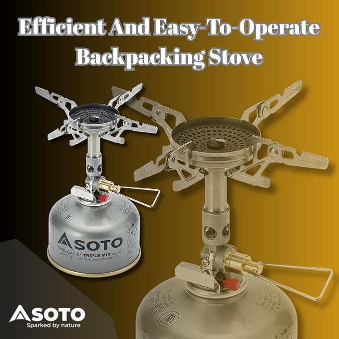 SOTO WindMaster Canister Stove with 4Flex for Windy Weather - Lightweight and Durable Backpacking Camp Stove, Compact Portable Camping Stoves for Hiking and Outdoor Cooking - Canister Not Included