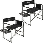 YOUNG WOOD Camping Directors Chair with Side Table, Foldable and Portable, Fishing,Trip,Picnic,Hike，Lawn,Sports,Beach,Outdoor Camping Chair for Adults,Drink Holder and Mobile Storage,2p