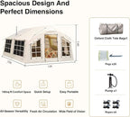2025 Upgraded Waterproof Inflatable Camping Tent, Large Blow-Up Air Tent, No Assembly Needed Luxury Glamping House, Oxford Fabric