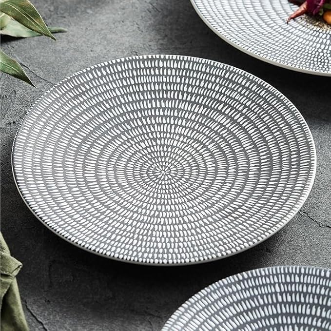 Camping Plates Ceramic Dinner Plate Creative Western Steak Pasta Frosted Special Hotel Tableware Decorative Plate(Medium)