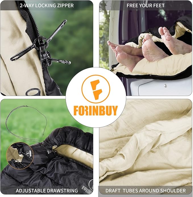 Double Sleeping Bag for Adults Cold Weather Queen Size 2 Person Waterproof Sleeping Bag, Perfect for Couples Family Camping or RV Traveling & Bedding