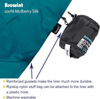 Browint Silk Sleeping Bag Liner, Silk Sleep Sack, Extra Wide 87"x43", Lightweight Travel Sheet for Hotels, More Colors for Option, Reinforced Gussets