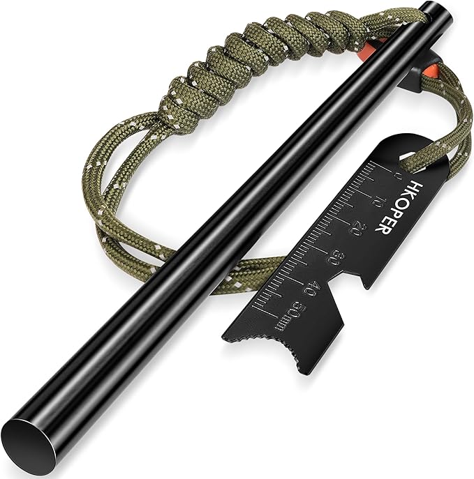 Ferro Rod Fire Starter, 6 Inch X 3/8 Inch Fire Starter Survival Tool, Flint and Steel for Camping and Hiking, Flint Fire Starter, Magnesium Fire Starter
