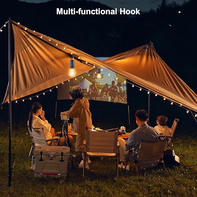 Solar Tent Lamp Portable LED Tent Lights, Hook Hurricane Emergency LED Camping Light Bulb, USB Rechargeable Lantern Bulb for Camping Hiking Backpacking Fishing Outage (3)