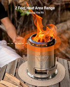 YEFU Tabletop Fire Pit 9.7 x 7.1 in, Flame Intensity Control Camping Stove for Outdoor & Patio, Fueled by Pellets or Wood, Safe Burning Table Top Firepit, with Travel Bag & 2 Mini Sticks, Silver