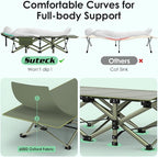 Suteck Camping Cot, Folding Camping Cot Bed for Adults Sleeping 1200D Double Layer Oxford Portable Folding Outdoor Cots for Camping W/Soft Pad Carry Bag for Home Office Nap Beach Travel, 500LBS