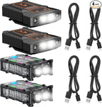 Pawfly 4 Pack Clip-on Flashlight, LED Rechargeable Hat Clip Light, Cap Lights Clip-on with COB Side Light, Ultra Bright Cap Lights Clip on Hat for Fishing Camping & Hiking