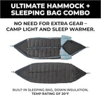 GRAND TRUNK Evolution 20 Down Hammock – Cold Weather Hammock with Integrated Sleeping Bag & Underquilt, 20°F Rated, Lightweight Camping & Backpacking Hammock