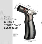 VEXO-Mini4 Torch Lighter Quad 4 Jet Flame Windproof Butane Refill Portable Lighter for Grill BBQ Candle Camping, Gift Idea (Butane NOT Included) (Black)