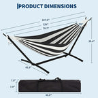 Double Hammocks with Stand for Outside, Portable Space Saving Heavy-Duty Steel Stand for Indoor Outdoor Patio with Carrying Bag, 450 lbs Capacity