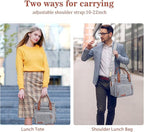 LOKASS Lunch Box & Lunch Bag for Women Men Double Deck, Large Insulated Adult Lunch Box Leakproof Lunchbox Cooler Bag for Work Picnic Beach,（Gray16L）