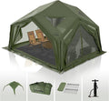 Coody Inflatable Canvas Camping Tents with Stove Jack – Premium Air Beam Family Glamping Tent, Breathable Cotton Canvas, Fast Setup Air Tent with Pump