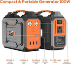 Portable Solar Power Generator with Panel, 300W Power Station with Portable Solar Panel 40W, 110V AC Outlet Camping 100W Solar Power Bank Battery Pack for Laptop Smart Device RV Outdoor Power Outage