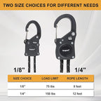 Ayaport Rope Tie Down Ratchet with Carabiner Clip 1/8" x 8' Rope Hanger Cord Tightener Heavy Duty Construction Kayak tie Downs for Tent, Tarp, Camping