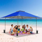 EAGLE PEAK 13x13 Straight Leg Pop Up Canopy Tent Instant Outdoor Canopy Easy Single Person Set up Folding Shelter w/Auto Extending Eaves 169 Square Feet of Shade (Blue)