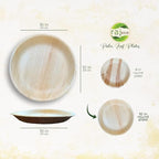 Raj Palm Leaf Plates [50-Pack] 10" Round Plates (2 CASES - 100 PACK) like Bamboo plates Disposable, Strong, Decorative Compostable Tableware for weddings, Lunch, Birthday, Camping, Outdoor