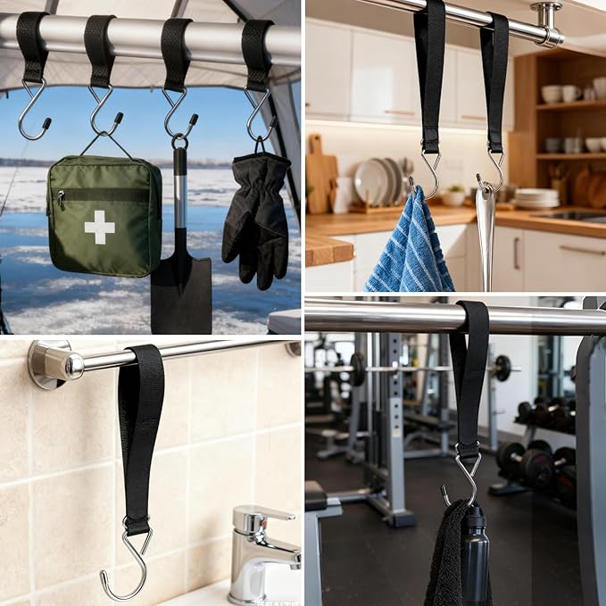 14PCS Ice Fishing Shelter Tent Hooks with Storage Box,Heavy Duty Ice Fishing Accessories and Equipment Gifts Must Haves for House Outdoor Camping Hunting