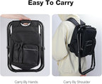 Portable Backpack Stool Cooler Chair for Adults, Folding Large 3 in 1 Multifunction Insulated Camping Seat Backpack Cooler Chair Heavy Duty 350lbs for Fishing Hunting, Black