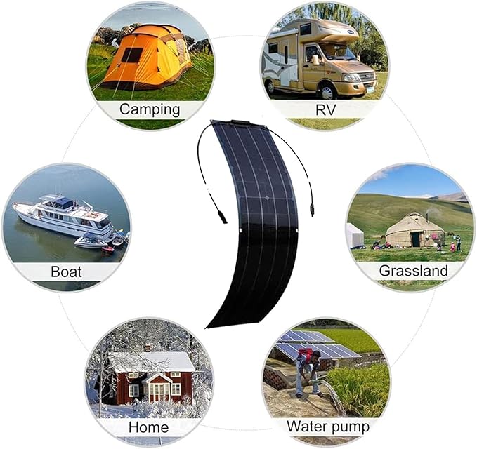200W 400W 800W Flexible Solar Panel Kit with 40A Charger Controller Cable, Battery for Camping, Caravan, Campervan, Motorhomes, Boat(800W)