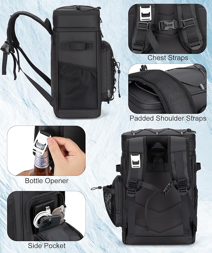 Insulated Cooler Backpack, 40L Leakproof Backpack with Double Compartments for Men & Women, Large Lunch Cooler for Camping, Beach, Travel, Picnic, Up to 48 Cans