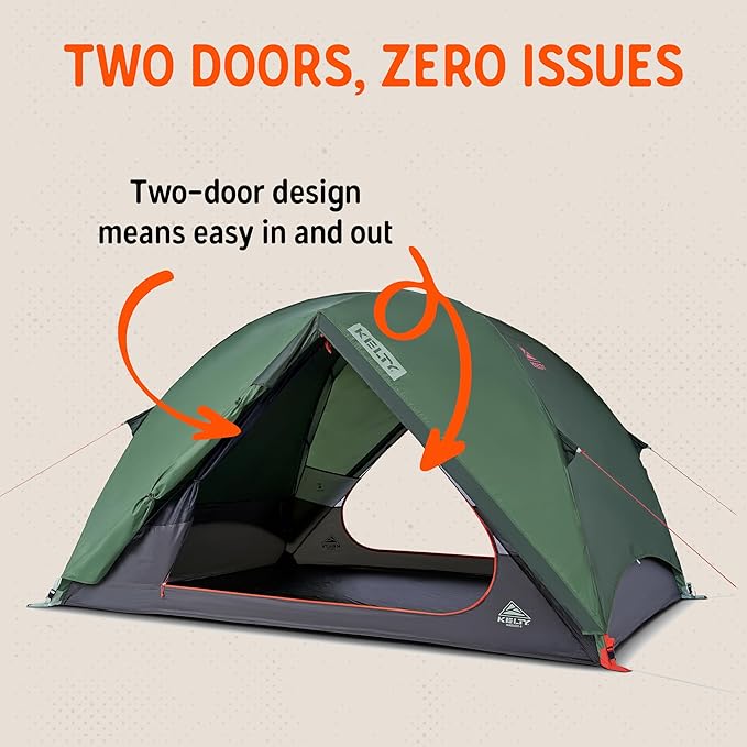 Kelty Wireless Freestanding Camping Tent, 2 4 or 6 Person Size, Huge Interior and Peak Height, Intuitive + Easy to Pitch, Color Coded Setup