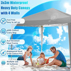 COBIZI Canopy 10x10 Pop Up Canopy Tent with 4 Sidewalls Party Tents for Parties Weddings Backyard Waterproof Canopy Outdoor Commercial Canopy Event Tent with Stakes, Ropes, Grey