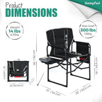 SUNNYFEEL Oversized Camping Directors Chair 1 Pack, Portable Folding Lawn Chairs for Adults Heavy Duty with Side Table,Pocket for Beach, Fishing,Picnic,Concert Outdoor, Foldable Camp Chairs