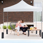 Sweetcrispy 10 x 10 Ft Pop Up Canopy Tent Outdoor Use, Portable Shade Waterproof Beach Tent with Sand Bags for Events Backyard Parties, White