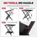 Folding Grill Table, Pizza Oven Table & Portable Table with Bottom Shelf, Tool Hooks, Trash Bag Holder & Paper Towel Rack, Grill Stand for Pizza Oven & Tabletop Griddle, BBQ & Tailgating, Black
