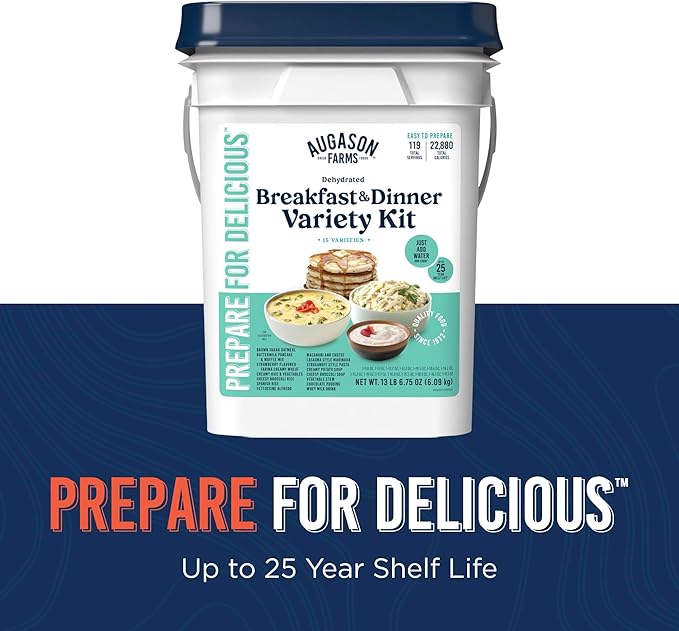 Augason Farms Breakfast and Dinner Variety Pail Emergency Food Supply Everyday