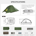 Naturehike Cloud Up 3 Person Backpacking Tent with Footprint - 3 Season Free Standing Lightweight 3 Person Camping Tent | with Footprint, Free Standing, Dome, Camping, Hiking, Waterproof