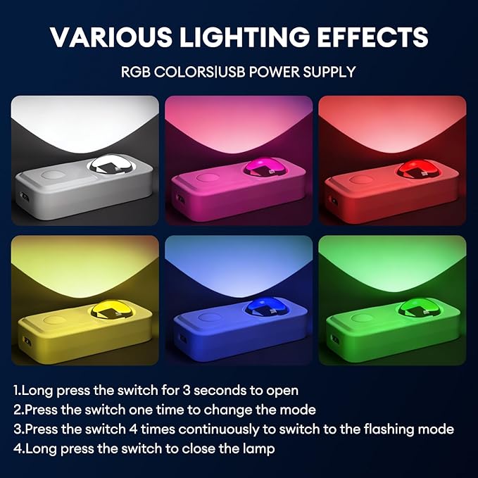 Rechargeable Camping Lights RGB, Portable LED Camping Lantern Tent Lights with USB Charging, Long Lasting Outdoor Camp Light for Hiking, Backpacking, Emergency, Party Decoration