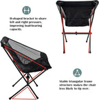 Ultra-Light Folding Camping Chair, All-Aluminum Frame, Surper Breathable Fabric, Easy to Carry, Compact Storage Size (2, Black)