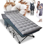 ABORON Folding Camping Cot W/Mat for Adults, Heavy Duty Outdoor Bed with Carry Bag,1200 D Layer Oxford Travel Camp Cots