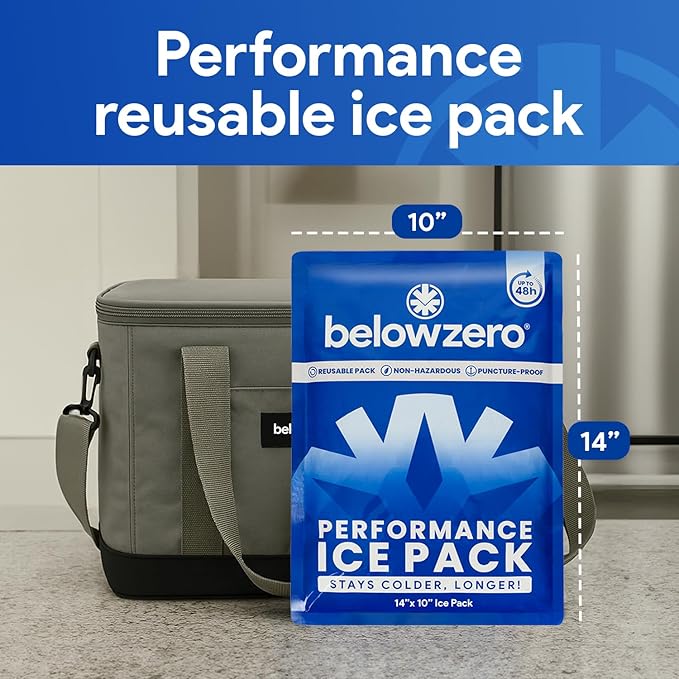 Below Zero Prefilled Reusable Ice Packs for Coolers | Long Lasting Freezer Ice Blocks for Camping, Lunch Bags & More | 48 Hour Cooler Ice Pack Technology