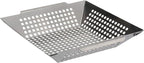 Mr. Bar-B-Q Stainless Steel Skillet Large Strainer Perfect for Cooking Seafood & Vegetables Grill Basket Built In Handles Stainless Steel for BBQ Grill Camping Backpacking Grilling Accesories 06034Y