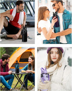 BENZZO 32/40/64/128oz Water Bottle with Straw Auto Spout Lid Keep Cold 48h, Insulated Water Bottles 32 oz with Strap Carrier, Protective Boot & Paracord Handle