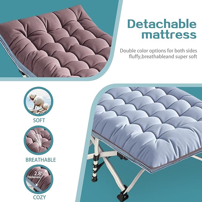 XXL Camping Cots Oversize Camping Bed with Comfortable Mattress Extra Large Sleeping Cots for Adults Camping Cots Include Carry Bag for Adults Portable Sleeping Bed