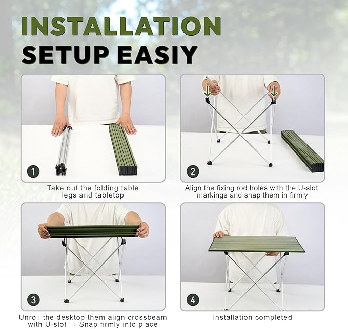 MellowCamp Camping Side Table, Ultralight Aluminum Folding Table, Small Compact Portable Ideal for Camping, Hiking, Beach, Outdoor Cooking, Picnics (Black, Small)