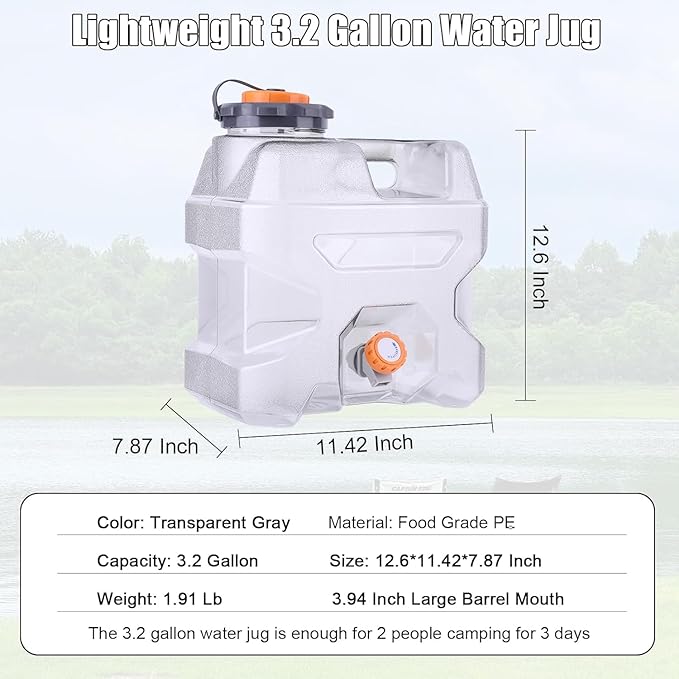 ASIEIT 3.2 Gallon Water Jug with Spigot, Portable Water Tank BPA Free, Leak-Proof Water Containers for Camping Water Storage Containers for Emergency Outdoor Hiking Picnic, Green/Black/Yellow