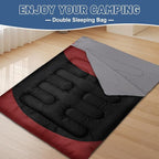 Double Sleeping Bag for Adults Machine Washable 2 Person Camping Sleeping Bag Queen Size Waterproof with Compression Sack for Cold Weather 3-4 Seasons